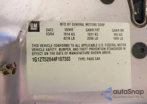 2004 Chevrolet Malibu Ls from USA, damaged, VIN 1G1ZT52844F187303